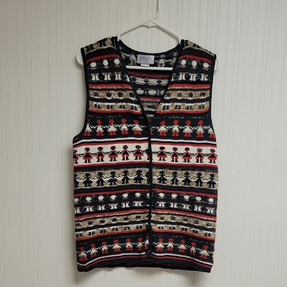 Katies Colorful Patterned Knit Vest, Women's 10. Grandma